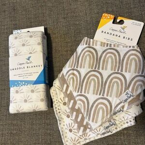 Copper Pearl Swaddle Blanket and Bandana Bibs Set